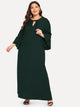 Plus Tie Neck Bell Sleeve Maxi Dress