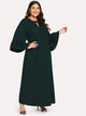 Plus Tie Neck Bell Sleeve Maxi Dress