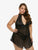 Contrast Lace Split Halter Dress With Thong