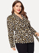 Plus Shawl Collar Belted Leopard Blazer