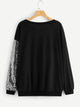 Plus Sequin Patched Two-tone Sweatshirt