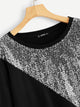 Plus Sequin Patched Two-tone Sweatshirt