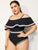 Plus Striped Flounce Bardot One Piece Swim