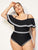 Plus Striped Flounce Bardot One Piece Swim