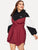 Plus Color-block Self-tie Hooded Dress