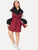 Plus Color-block Self-tie Hooded Dress