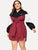 Plus Color-block Self-tie Hooded Dress