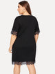 Plus Lace Panel Letter Print Dress