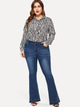 Plus Raw Hem Flare Leg Jeans