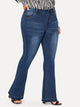 Plus Raw Hem Flare Leg Jeans