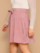 SHEIN Plus Self Belted Flare Cord Skirt