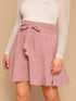 SHEIN Plus Self Belted Flare Cord Skirt