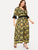 Plus Surplice Front Self Tie Baroque Print Dress