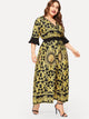 Plus Surplice Front Self Tie Baroque Print Dress