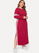 Plus Split Side Striped Dress