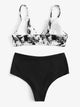 Plus Ink Drawing Top With High Waist Bikini