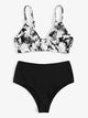 Plus Ink Drawing Top With High Waist Bikini