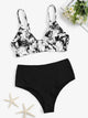 Plus Ink Drawing Top With High Waist Bikini