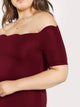 Plus Scalloped Trim Off the Shoulder Bodycon Dress