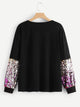 Plus Sequins Contrast Sleeve Pullover