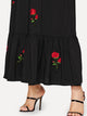 Plus Embroidered Appliques Flounce Sleeve Dress