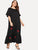 Plus Embroidered Appliques Flounce Sleeve Dress