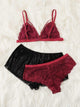 Plus Harness Floral Lace Lingerie Set With Satin Shorts
