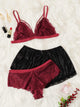Plus Harness Floral Lace Lingerie Set With Satin Shorts