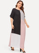  Plus Color-block Batwing Sleeve Maxi Dress