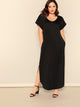  Plus Pocket Side Curved Hem Dress
