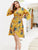 Plus Floral Print Wrap Tie Side Dress