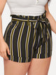 Plus Striped Self Tie Shorts