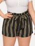 Plus Striped Self Tie Shorts