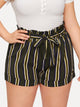 Plus Striped Self Tie Shorts