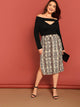 SHEIN Plus Split Side Snakeskin Print Skirt