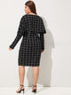 Plus Grid Cape Dress