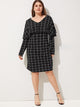 Plus Grid Cape Dress