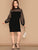 Plus Pearls Beaded Mesh Yoke Bishop Sleeve Dress