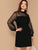 Plus Pearls Beaded Mesh Yoke Bishop Sleeve Dress