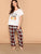 Plus Owl Print Pullover Top & Plaid Pants PJ Set