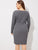 Plus Button Up Rib-knit Marled Dress