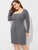 Plus Button Up Rib-knit Marled Dress
