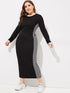  Plus Checked Panel Ringer Pencil Dress