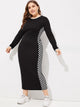  Plus Checked Panel Ringer Pencil Dress