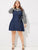 Plus Contrast Striped Print Knot Denim Dress