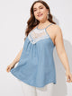 Plus Contrast Lace Denim Cami Top