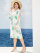 Plus Tropical Print V-neck Split Sleeve Dress