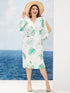 Plus Tropical Print V-neck Split Sleeve Dress