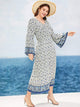 Plus Calico Print Flounce Sleeve Dress