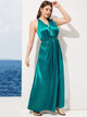 Plus Backless V-neck Satin Dress